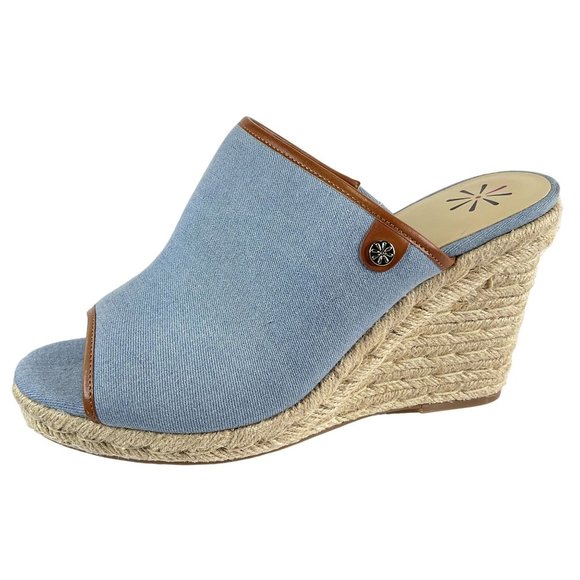 Isaac Mizrahi Shoes Womens Sz 10 Blue Espadrille Erinn 2 Chambray Denim Wedge - Picture 6 of 14